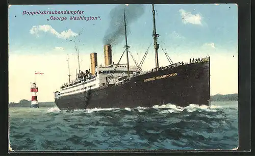AK Passagierschiff George Washington und Leuchtturm
