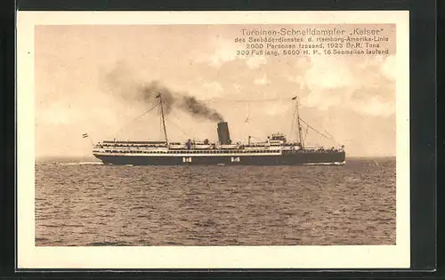 AK Passagierschiff Kaiser auf hoher See