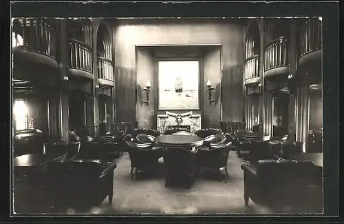 Foto-AK Passagierschiff Albert Ballin, Rauchsalon 1. Kl., Innenansicht