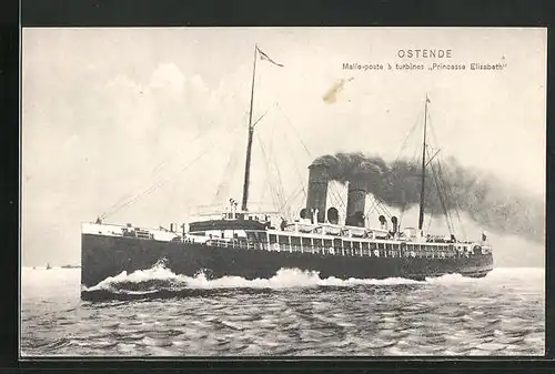 AK Ostende, Passagierschiff Princesse Elisabeth in voller Fahrt