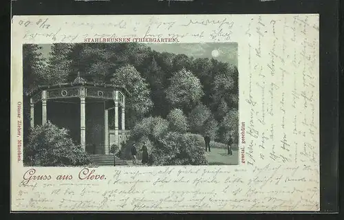 Mondschein-Lithographie Cleve, Stahlbrunnen im Thiergarten