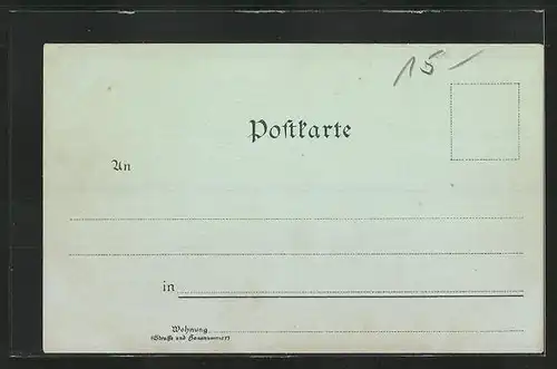 Mondschein-Lithographie Cleve, Totalansicht mit Windmühle