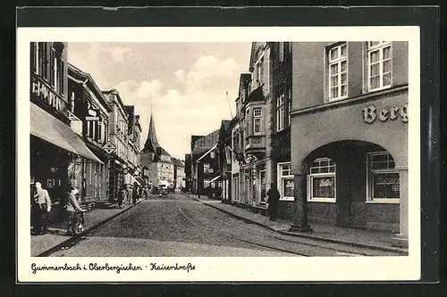 AK Gummersbach, Kaiserstrasse mit Ladenzeile