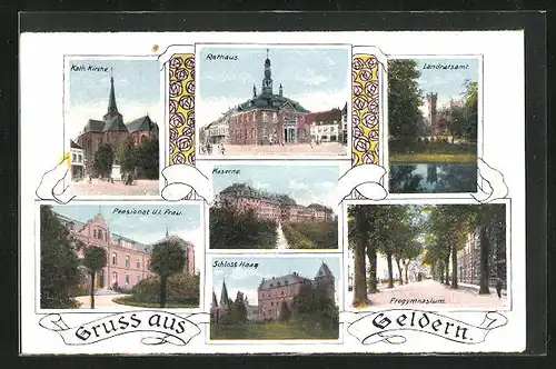 AK Geldern, Rathaus, Kaserne, Progymnasium