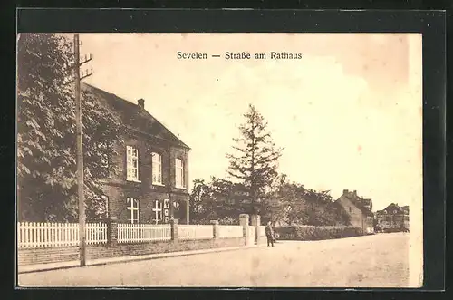 AK Sevelen, Strasse am Rathaus mit Mann