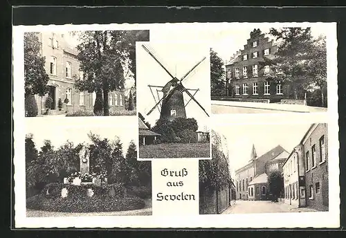 AK Sevelen, Gebäudeansicht, Windmühle, Denkmal