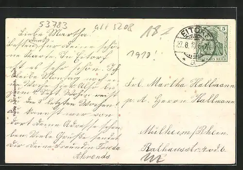 AK Eitorf, Kirchturm, Totalansicht der Ortschaft