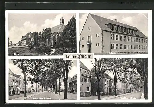 AK Köln-Ostheim, Kirche, Schule, Rösrather Strasse