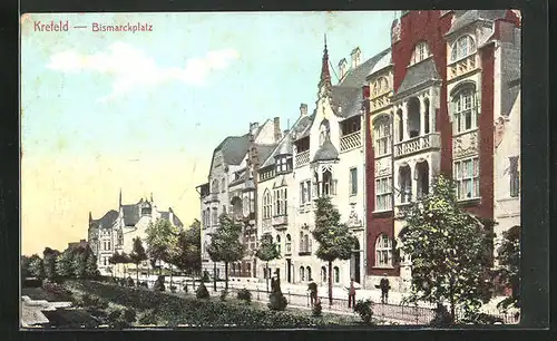 AK Krefeld, Hauspartie am Bismarckplatz