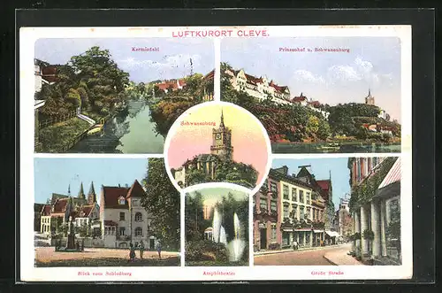 AK Cleve, Kermisdhal, Prinzenhof und Schwanenburg, Amphitheater des Luftkurortes