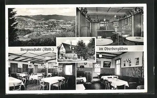 AK Bergneustadt /Gummersbach, Innenansicht des Hotels Neustadt, Totalansicht aus der Ferne
