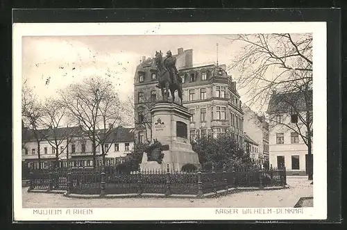 AK Mülheim am Rhein, Strassenpartie mit Kaiser-Wilhelm-Denkmal