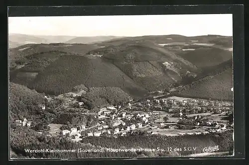 AK Werdohl-Kleinhammer, Fliegeraufnahme mit Gebirgslandschaft