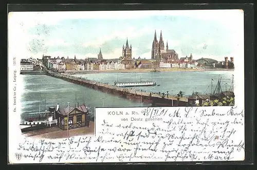 AK Köln, Panorama von Deutz gesehen