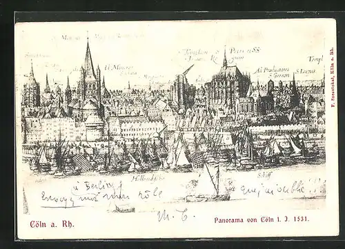 AK Köln, Panorama im Jahre 1531