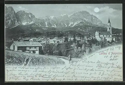 Mondschein-AK Cortina d`Ampezzo, Panorama