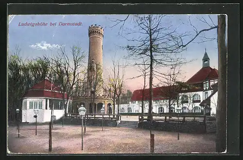 AK Darmstadt, Gasthaus Ludwigshöhe, Aussichtsturm