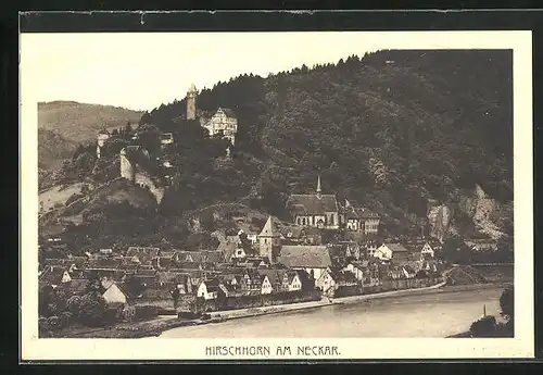 AK Hirschhorn a. Neckar, Ortsansicht aus der Vogelschau