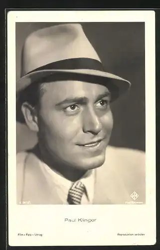 AK Schauspieler Paul Klinger mit Hut