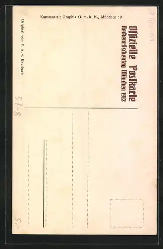 Künstler-AK München, heckenröschentag 1912, nackter Bube mit Geldregen, Heckenrose