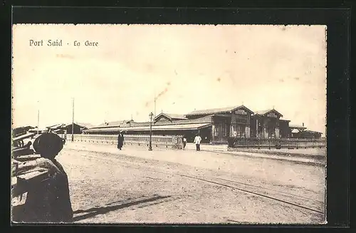 AK Port Said, La Gare, Blick zum Bahnhof