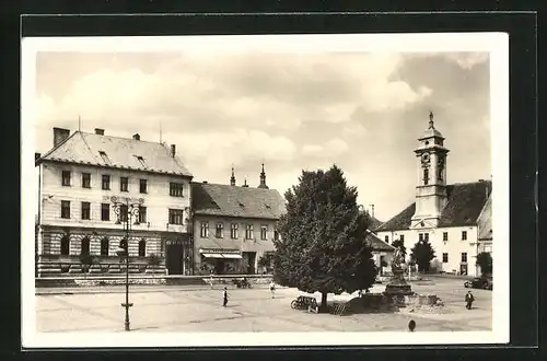 AK Uhersky Brod, Stadtplatz und Rathaus