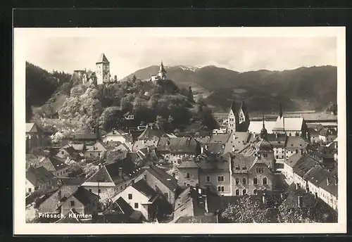 AK Friesach in Kärnten, Ortstotale mit Blick zur Burg