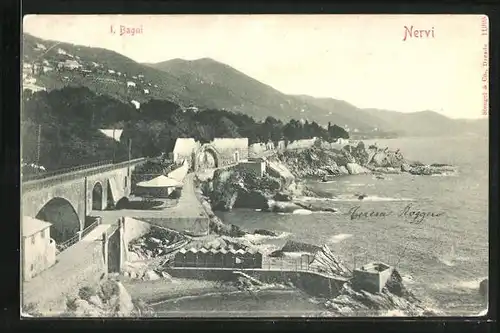 AK Nervi, I. Bagni, Blick auf das felsige Ufer