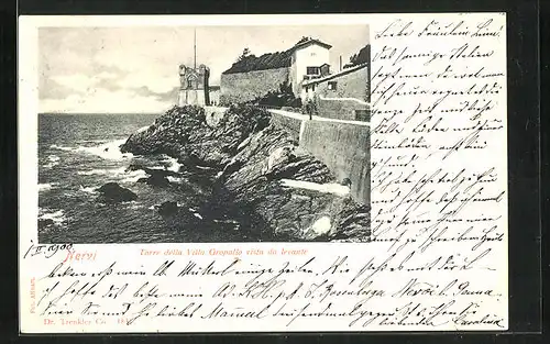 AK Nervi, Torre della Villa Gropallo vista da Levante
