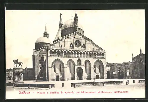 AK Padova, Piazza e Basilica S. Antonio col Monumento al generale Gattamelata