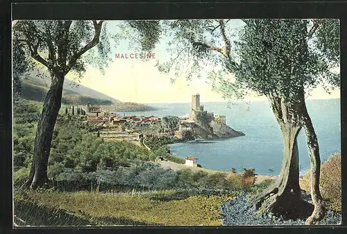 AK Malcesine, Generalansicht der Stadt am Ufer