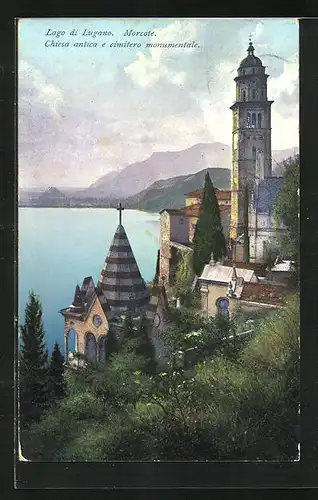 AK Morcote, lago di Lugano, Chiesa antica e cimitero monumentale