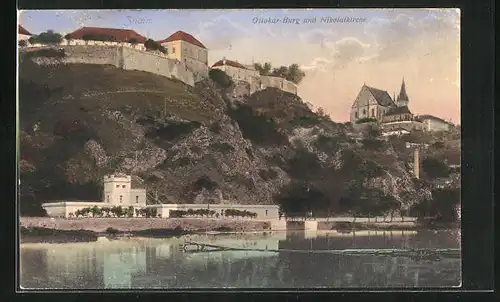 AK Znaim, Ottokar-Burg und Nikolaikirche