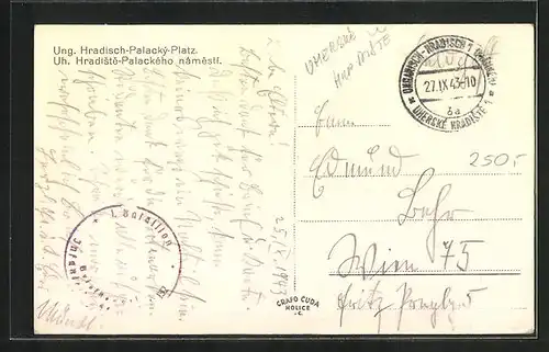 AK Ung. Hradisch, Hradisch-Palacky-Platz