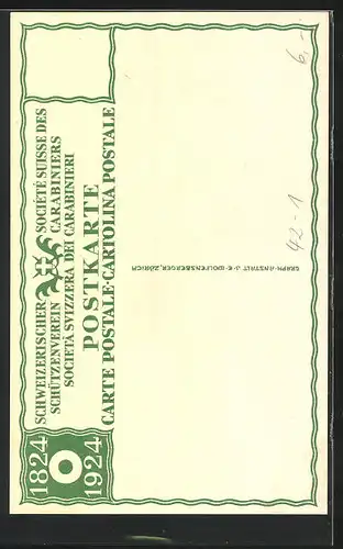 AK Schützen unterwegs auf der Landstrasse, Jubiläum Schweizerischer Schützenverein 1824 - 1924