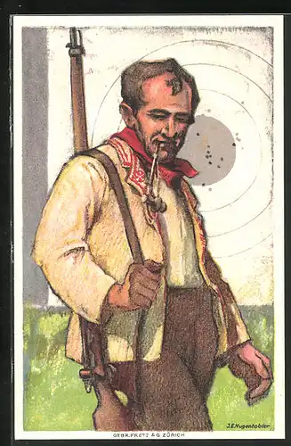 AK Schütze hat mehrfach ins Schwarze getroffen, Jubiläum Schweizerischer Schützenverein 1824 - 1924