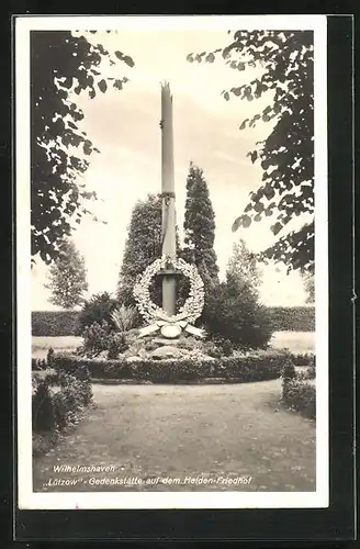 AK Wilhelmshaven, Lützow-Gedenkstätte auf dem Soldatenfriedhof