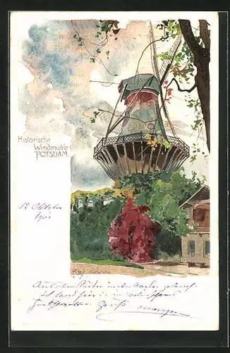 Künstler-AK Heinrich Kley: Potsdam, Historische Windmühle