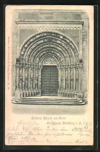 Relief-AK Freiberg i. Sa., Goldene Pforte am Dom