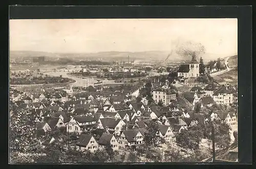 AK Obertürkheim, Ortsansicht aus der Vogelschau