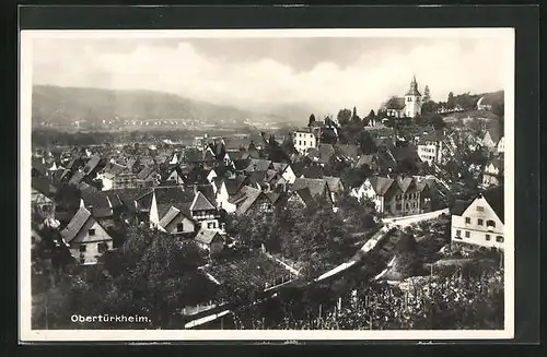 AK Obertürkheim, Ortspartie aus der Vogelschau