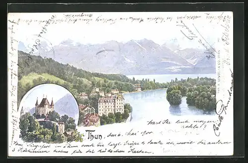 AK Thun, Ortspartie, Blick auf den See