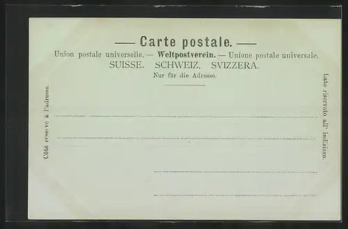 Mondschein-AK Lugano, Ortsansicht aus der Vogelschau