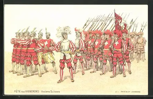 Künstler-AK Vevey, Fete des Vignerons, Anciens Suisses