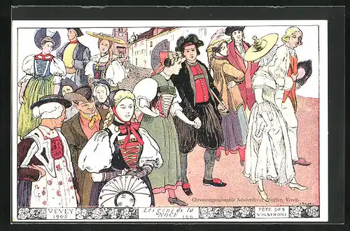 Künstler-AK Vevey, Fete des Vignerons 1905, Les gens de la noce