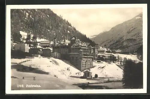 AK Pontresina, Ortsansicht aus der Vogelschau