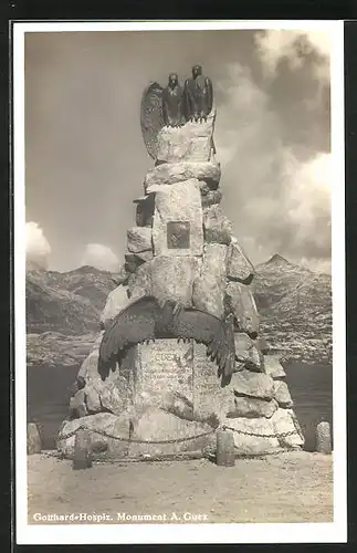 AK Gotthardpass, Gotthard-Hospiz, Monument A. Guex