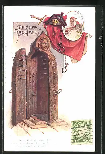 AK Nürnberg, Königliche Burg, Eiserne Jungfrau im fünfeckigen Turm, Jura