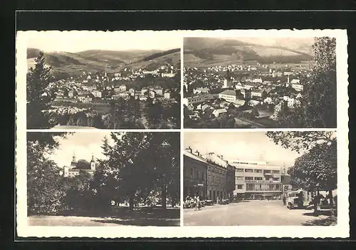 AK Vsekin, Generlaansichten der Stadt, Blick zum Schloss, auf dem Hauptplatz