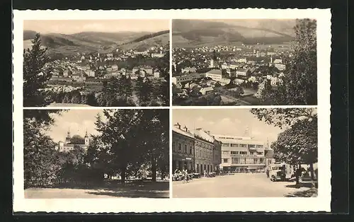 AK Vsekin, Stadttotalansichten, auf dem Hauptplatz, Blick zum Schloss